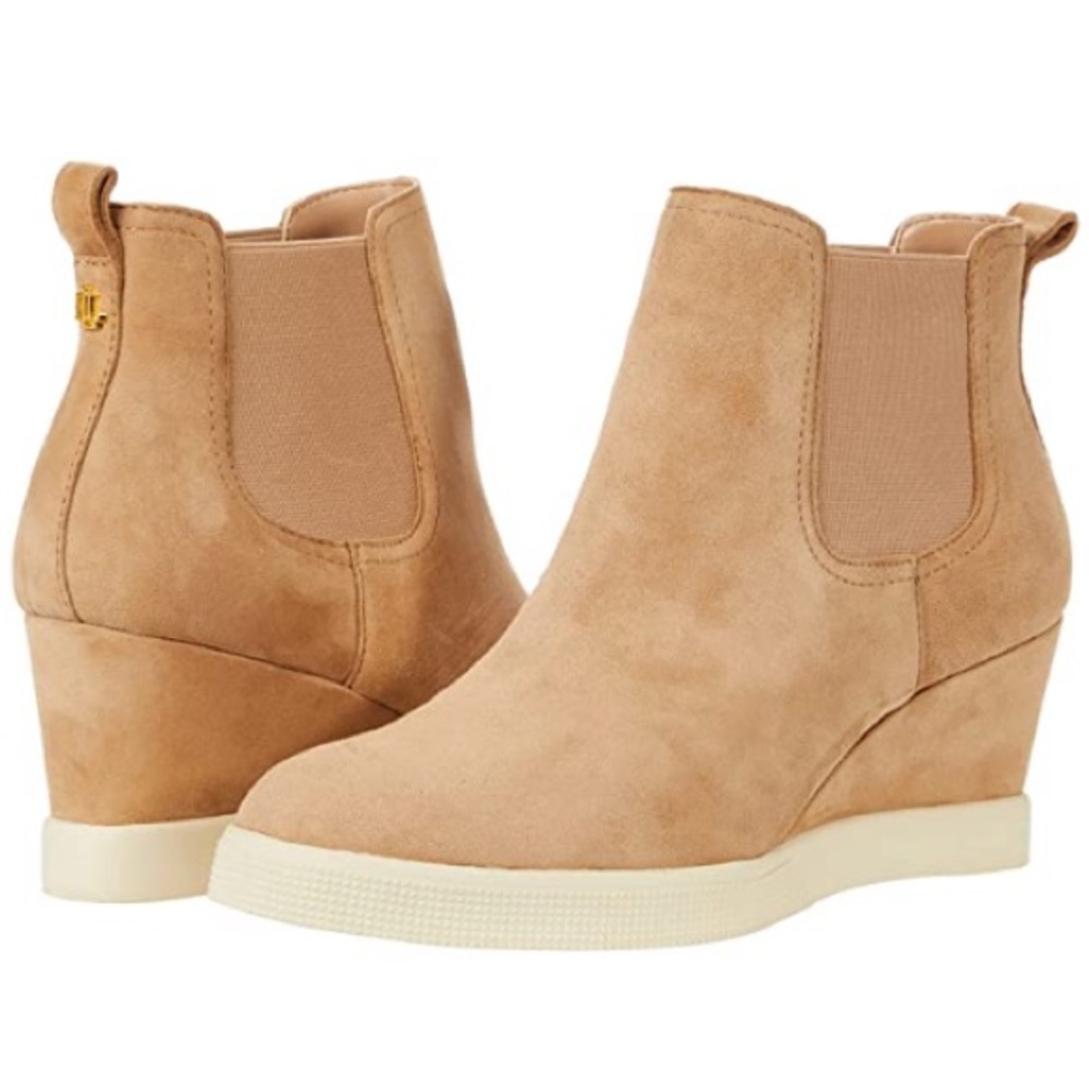 Lauren Ralph Lauren Women's Beige Suede Reade Wedge Sneaker Size 8M shoes, boots - Picture 1 of 9